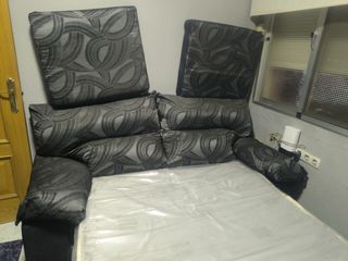Sofá Cama Tela Negro y Gris