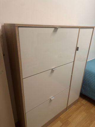 Zapatero de madera y plástico