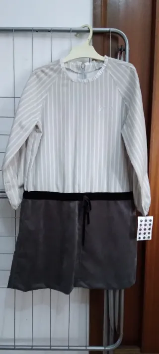 Vestido niña invierno manga larga rayas