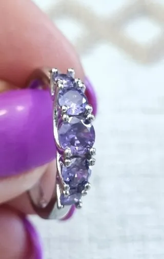 Anillo Plata Ley 925 Circonitas Moradas