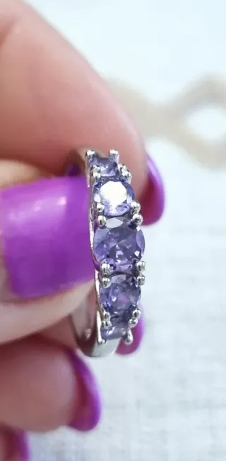 Anillo Plata Ley 925 Circonitas Moradas