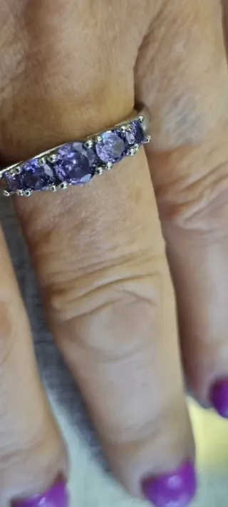 Anillo Plata Ley 925 Circonitas Moradas