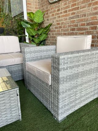 Sofá Chaise Longue Terraza Mimbre Beige