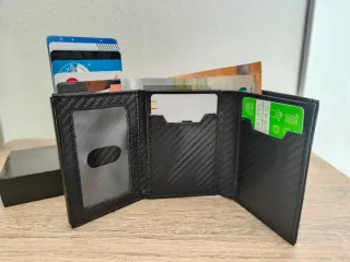 Cartera Tarjetero Automático con Monedero Negro