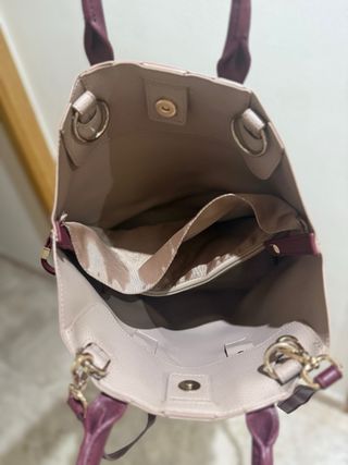 Bolso mochila Carpisa taupe y burdeos