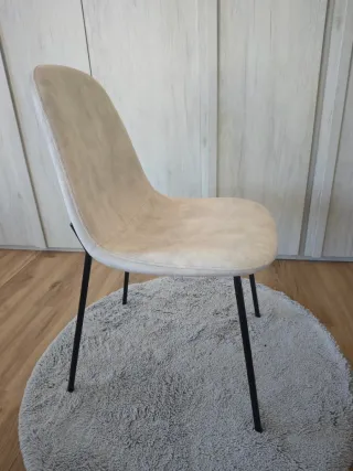 Silla terciopelo beige/ negro NUEVA