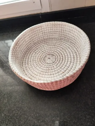 Cesto Yute Blanco Frutero Decoración.