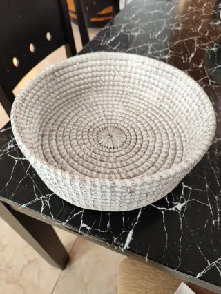 Cesto Yute Blanco Frutero Decoración.