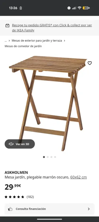 Mesa plegable balcón madera