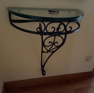 Consola de cristal y metal negra