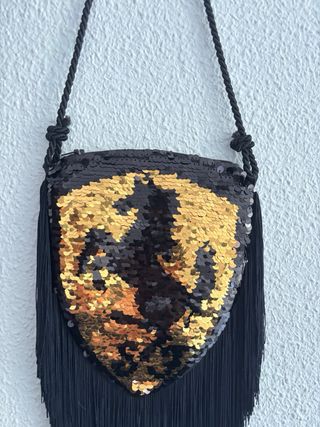 Bolso lentejuelas negro, dorado y plateado