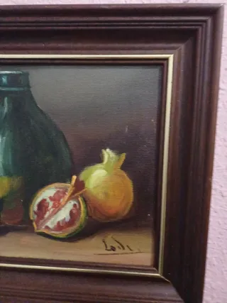 Bodegón al óleo firmado.26'5 altox31'5 ancho.