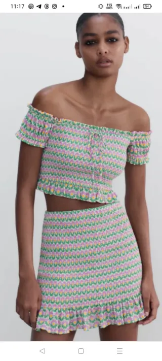 Crop top nido de abeja estampado