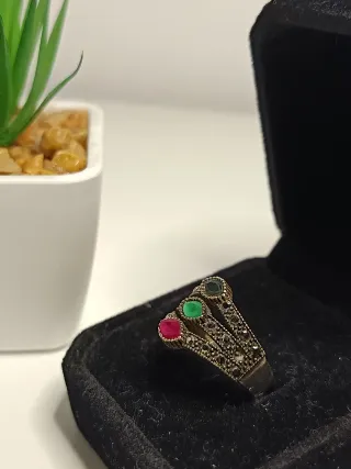 Anillo Plata Ley Con Piedras Semipreciosas