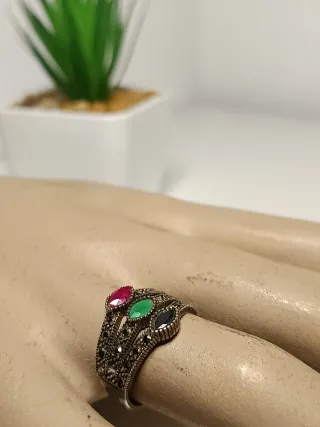 Anillo Plata Ley Con Piedras Semipreciosas