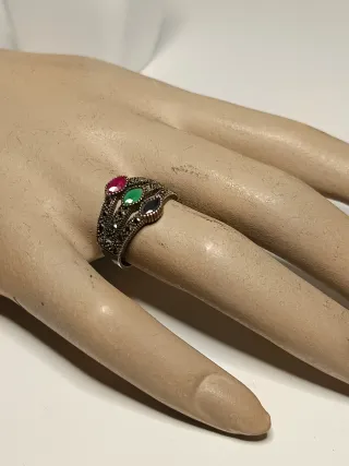 Anillo Plata Ley Con Piedras Semipreciosas