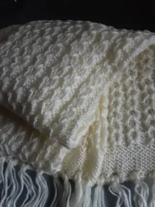 Conjunto gorro bufanda lana beige, nuevos etiqueta