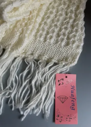 Conjunto gorro bufanda lana beige, nuevos etiqueta