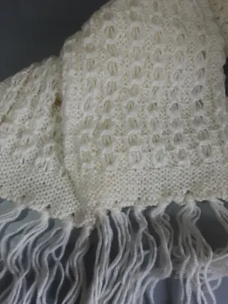 Conjunto gorro bufanda lana beige, nuevos etiqueta