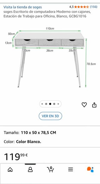 Mesa Escritorio Soges Blanca con Cajones