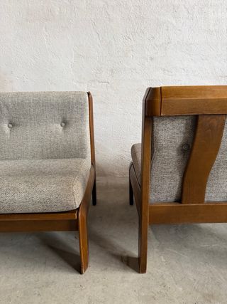 Butacas de madera y tela 4 unidades