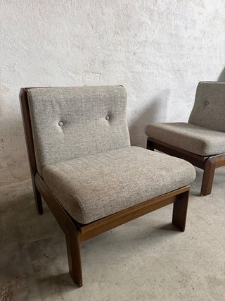 Butacas de madera y tela 4 unidades