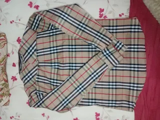 Camisa de cuadros beige talla L