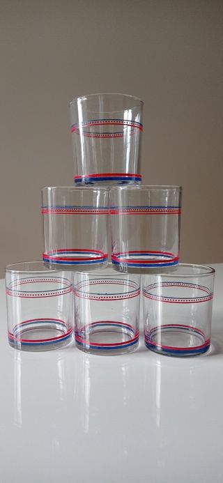 Set 6 bicchieri acqua in vetro decorato