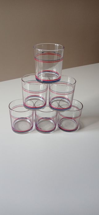 Set 6 bicchieri acqua in vetro decorato