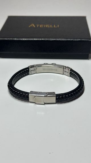 Pulsera Infinito Cuero y Acero Inoxidable