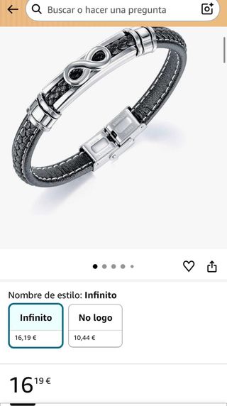 Pulsera Infinito Cuero y Acero Inoxidable