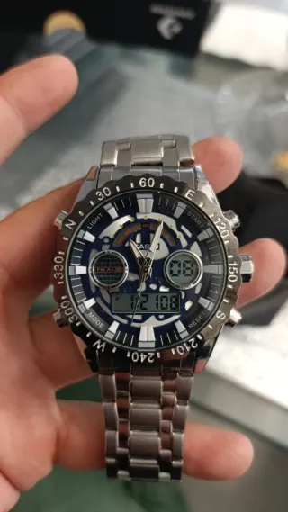 Reloj Casio Analógico-Digital Plata/Azul