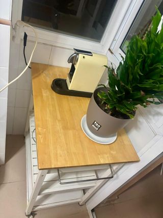 Carrito Auxiliar Cocina Madera y Blanco