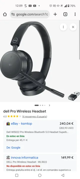 Auriculares Dell WL5022 con micrófono
