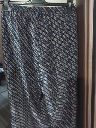 Pantaloni donna a gamba larga fantasia geometrica