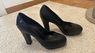 Zapatos CNC de cuero con tacón alto grueso Talla37