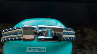 Pulsera marinera timón plata y azul