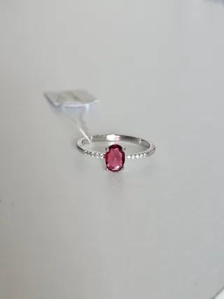 Anillo Plata 925 con Piedra rosa nuevo
