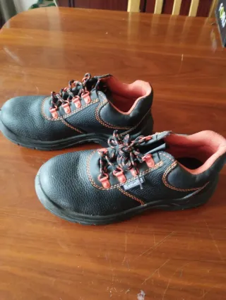 Zapatos de seguridad Block Leather negros naranja