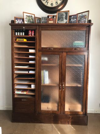 Armario Archivador Antiguo Madera y Cristal