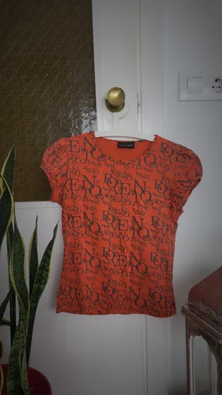 Camiseta Roberto Verino naranja estampada