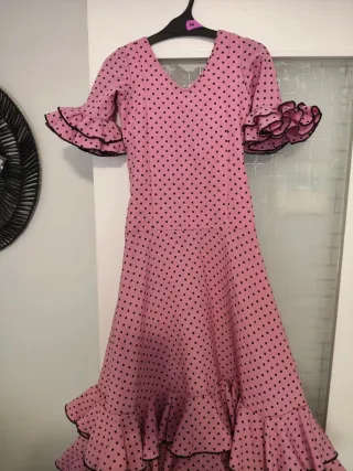 Traje de flamenca niña lunares rosa