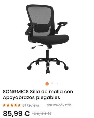 SONGMICS Silla de malla con Apoyabrazos plegables