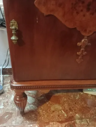 Mesita de noche antigua madera y mármol