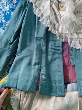 Vestido de fallera (adulta) dorado y verde azulado