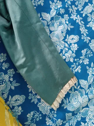 Vestido de fallera (adulta) dorado y verde azulado