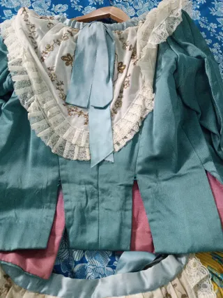 Vestido de fallera (adulta) dorado y verde azulado