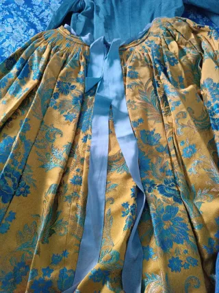 Vestido de fallera (adulta) dorado y verde azulado