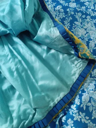 Vestido de fallera (adulta) dorado y verde azulado