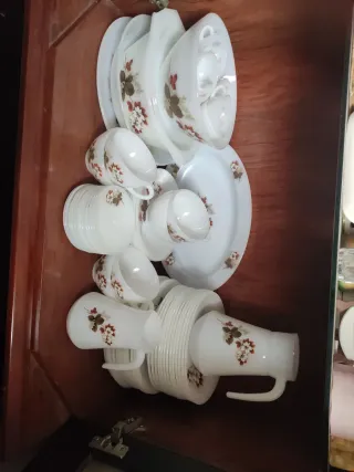 Vajilla Opalina Vintage Flor Almendro Arcopal